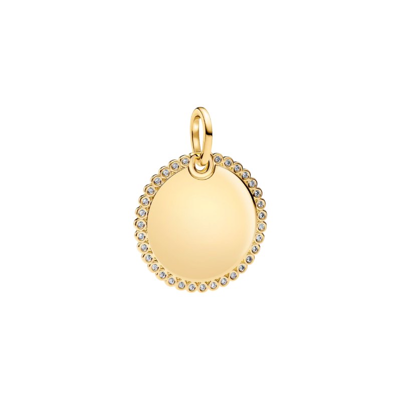 Charm PANDORA - Pendente Medaglia Luminosa da incidere Placcatura in Oro 14k - 364007C01