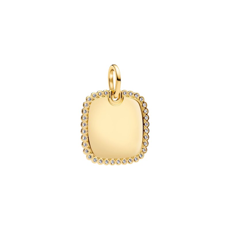 Charm PANDORA - Pendente Medaglia Quadrata Luminosa da incidere Placcatura in Oro 14k - 364009C01