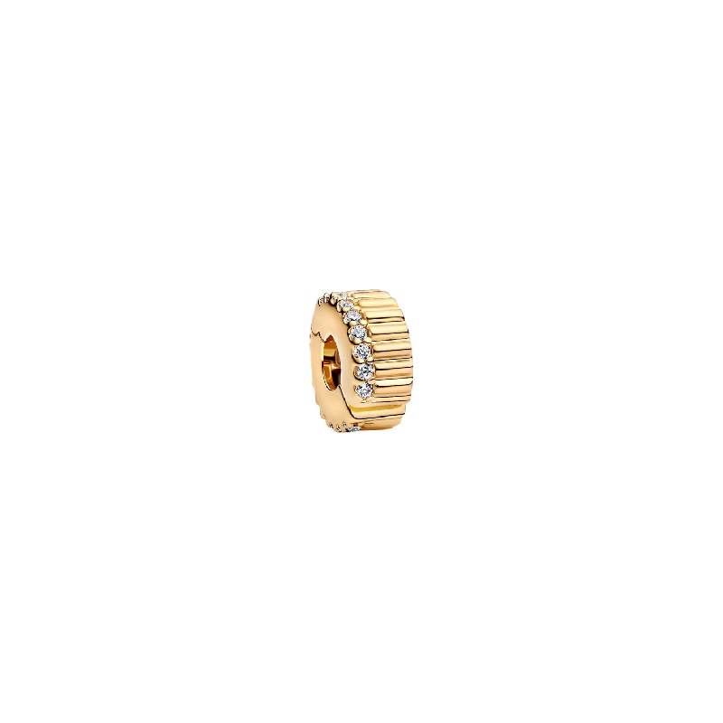 Charm PANDORA - Clip Rigata con Pietre Placcatura in Oro 14k - 764078C01