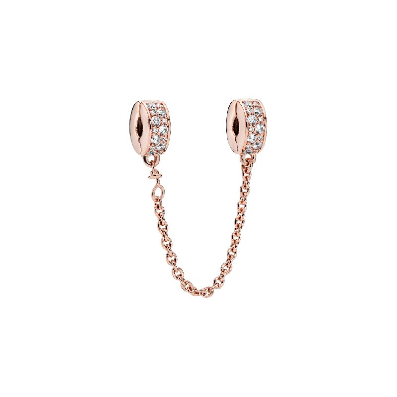 Catena di Sicurezza PANDORA - Pavè Placcatura in Oro Rosa 14k - 786322CZ-05
