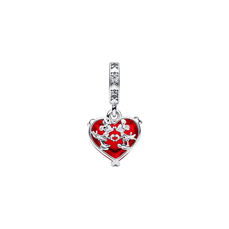 Charm PANDORA - Disney Mickey e Minnie, cuore in vetro di murano - 792522C01