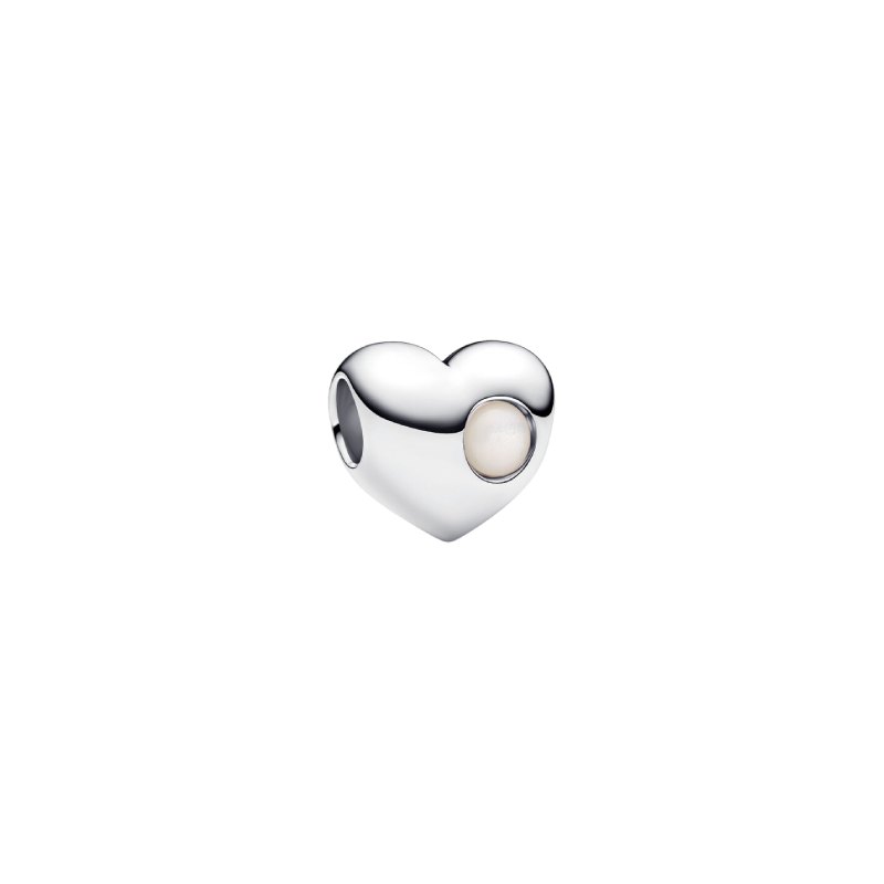 Charm PANDORA - Cuore con Pietra Bianca Madreperla Artificiale Giugno da incidere - 794161C06