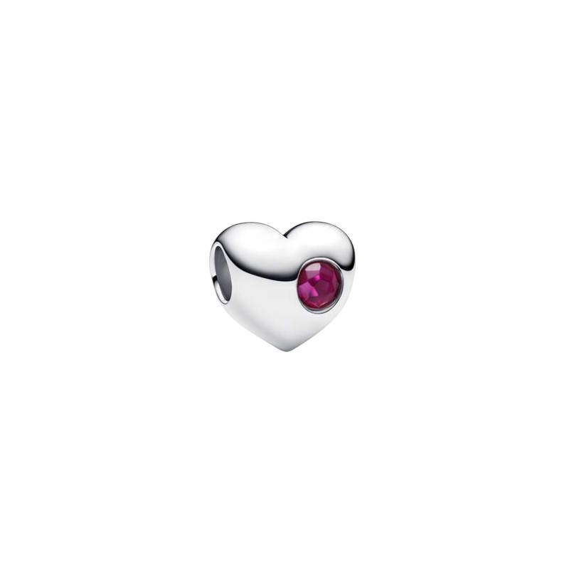 Charm PANDORA - Cuore con Pietra Rossa Luglio da incidere - 794161C07