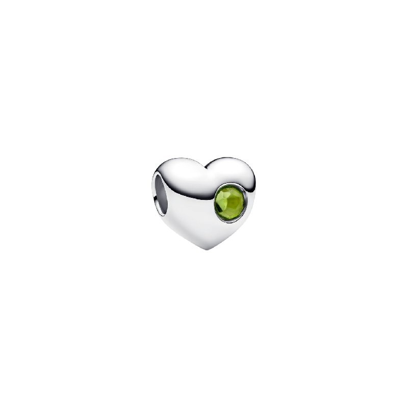 Charm PANDORA - Cuore con Pietra Verde Agosto da incidere - 794161C08
