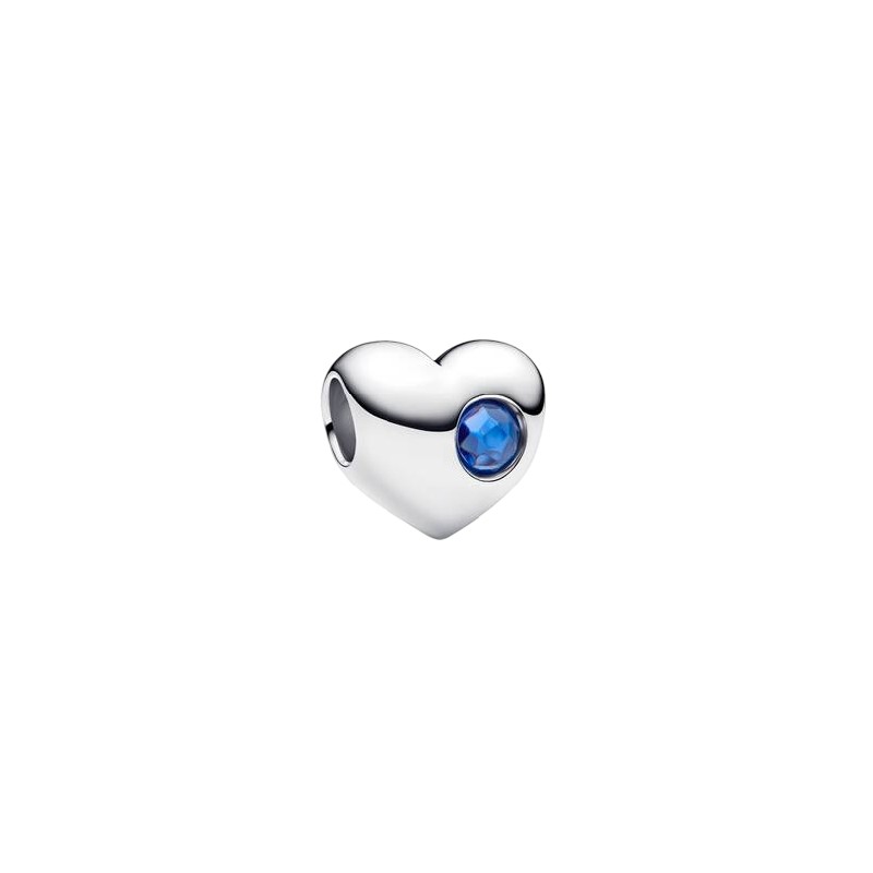 Charm PANDORA - Cuore con Pietra Blu Settembre da Incidere - 794161C09