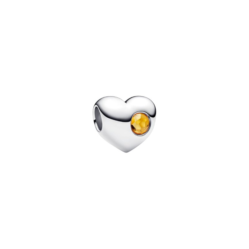 Charm PANDORA - Cuore con Pietra Miele Novembre da incidere - 794161C11