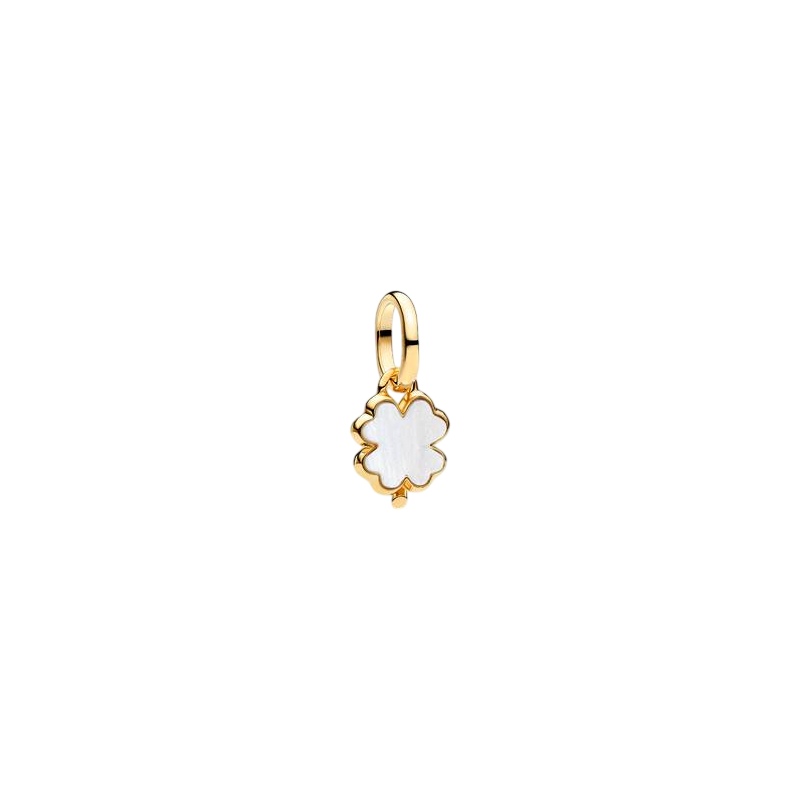 Charm PANDORA - Mini Pendente Quadrifoglio Bianco Pandora ME Finitura in Oro - 764564C01