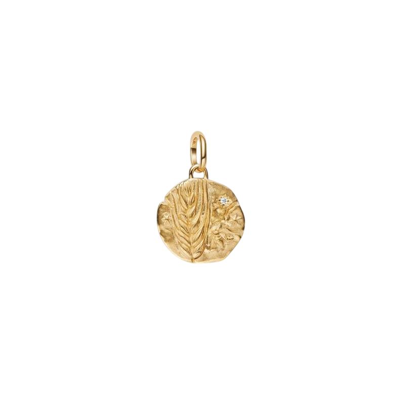 Charm PANDORA - Medallion Spiga di Grano "Virtus Vera Prosperitas" Esclusiva lega metallica rifinita in Oro - 764804C01
