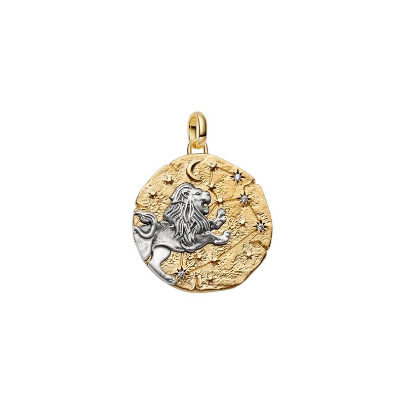 Charm PANDORA - Medallion XL Leone "Luceat Lux Tua" Argento Sterling 925, Esclusiva lega metallica rifinita in Oro - 764996C01