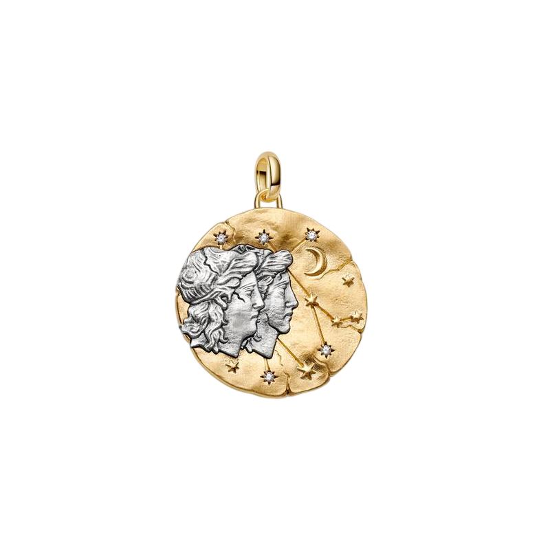 Charm PANDORA - Medallion XL Gemelli "Sapere Aude" Argento Sterling 925, Esclusiva lega metallica rifinita in Oro - 765002C01