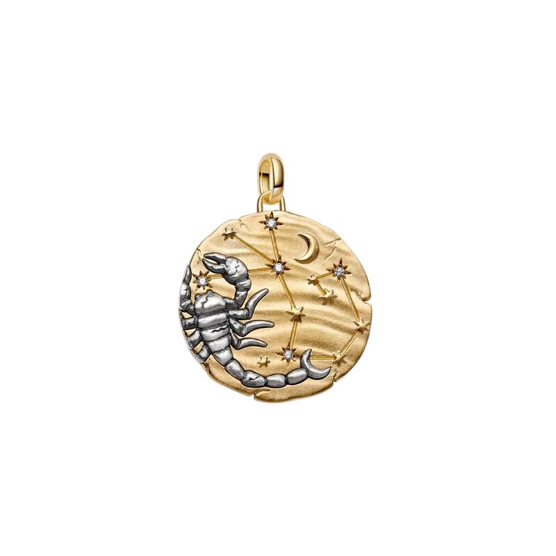 Charm PANDORA - Medallion XL Scorpione "Noli Timere" Argento Sterling 925, Esclusiva lega metallica rifinita in Oro - 765003C01